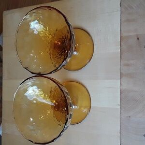 Vintage Amber Sherbet Pedestal Glasses Set of 2.